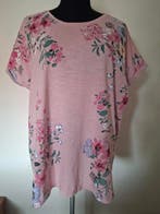Janet & Joyce T-shirt met bloemenprint, Kleding | Dames, T-shirts, Maat 46/48 (XL) of groter, Zo goed als nieuw, Korte mouw, Roze
