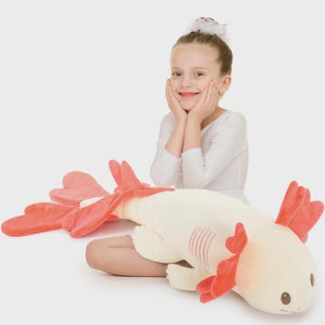Glow-in-the-dark Axolotl Knuffelkussen 122cm - Magisch Pluch