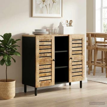 vidaXL Opslagkasten Naturel 90 x 33 x 75 cm Massief Mango, Huis en Inrichting, Woonaccessoires | Cd- en Dvd-rekken, Verzenden