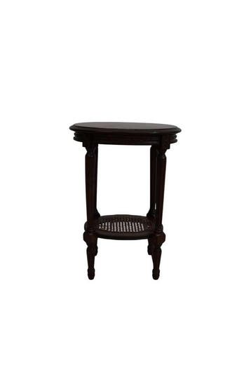 Louis XVI ovale bijzettafel – donker houten tafel met gecann, Huis en Inrichting, Ophalen of Verzenden, Nieuw