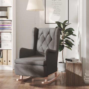 vidaXL Fauteuil met massief rubberwood schommelpoten stof, Verzenden, Nieuw