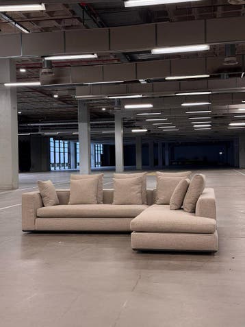 Minotti Powell Hoekbank | Beige | NIEUWSTAAT + Garantie, Huis en Inrichting, Banken | Bankstellen, 300 cm of meer, Ophalen of Verzenden