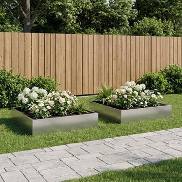 vidaXL Plantenbak 2 st zilver 100 x 100 x 20 cm, Minder dan 30 cm, 100 cm of meer, Verzenden, Nieuw