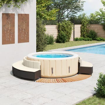 vidaXL Hottub-ombouw poly rattan en massief acaciahout zwart, Verzenden, Nieuw