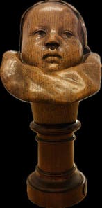 Louis Lallemand - sculptuur, Tête d’enfant en bois (1915) –