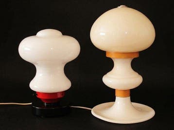 Tafellamp - Opaline glas - Twee lampen