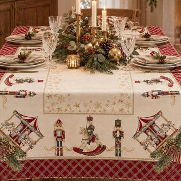 AA303 - Gobelin-Kersttafelkleed – Notenkraker en antiek