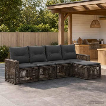 vidaXL Tuinbankenset 5 st Grijs en Donkergrijs poly rattan, Verzenden, Nieuw, 5 zitplaatsen