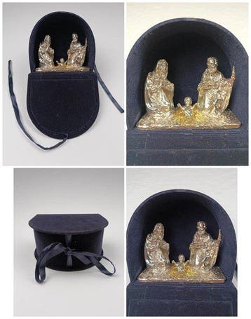 Kerststal - Verzilverd, Textiel - Nativiteit