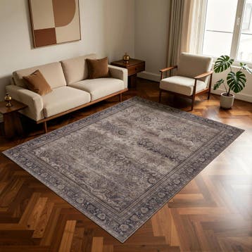 Vintage Vloerkleed | Inka | Siermotief | Bruin | 240x340 cm, Verzenden, Nieuw