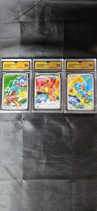 Pokémon - 3 Graded card - Bulbasaur, Charmander, Squirtle, Nieuw