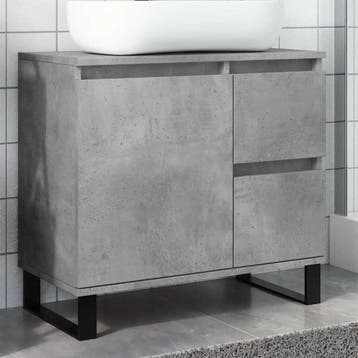 vidaXL Badkamerkast 65x33x60 cm bewerkt hout betongrijs, Huis en Inrichting, Badkamer | Badkamermeubels, Verzenden, Nieuw, (Half)hoge kast