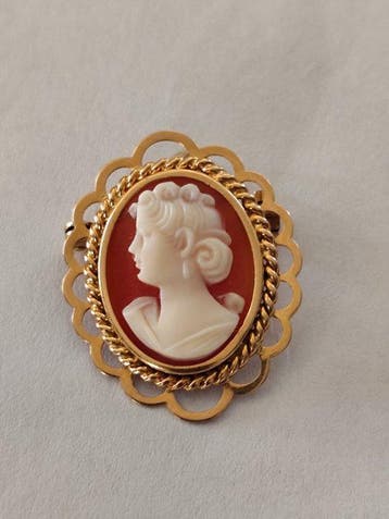 Broche - 18 karaat Geel goud - Gouden camee-broche of