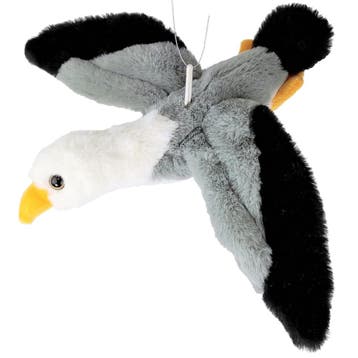 Inware zeemeeuw knuffel - pluche - grijs/wit/zwart - 25 cm, Verzenden