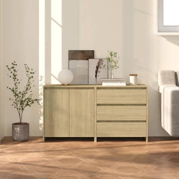 vidaXL 2 st Dressoirs bewerkt hout sonoma eikenkleurig, 100 tot 150 cm, Verzenden, Nieuw, 25 tot 50 cm