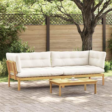 vidaXL Garden Pallet Sofa Units 2 Stuk Lichtbruin en Crème, Verzenden, Nieuw, 2 zitplaatsen