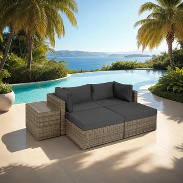 Rotanlounge met aluminium frame San Domino - natuur, Verzenden, Nieuw