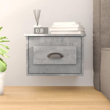 vidaXL Nachtkastje wandgemonteerd 41,5x36x28 cm betongrijs, Minder dan 45 cm, Verzenden, Nieuw, Minder dan 55 cm