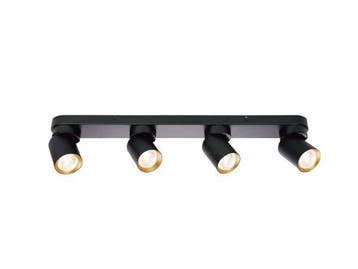 Veiling - 2x GU10 Opbouwspot Armatuur 4 cilinder zand zwart, Nieuw