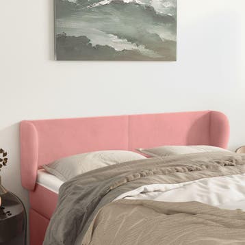 vidaXL Hoofdbord met randen 147x23x78/88 cm fluweel roze, Verzenden, Nieuw, Stof