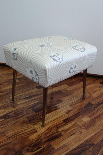 Bank - Gemaakt met vintage Fornasetti-stof. - Metaal, stof,, Antiek en Kunst, Antiek | Meubels | Stoelen en Banken