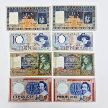 Nederland. - 8 x 10 Gulden - various dates - PL40, PL36,