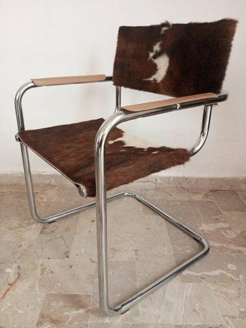 Fauteuil - Chroom, Leder - Lederen console-stoel