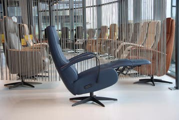 Gealux relaxfauteuil Jasmijn Leer Blauw 2 motoren + accu, Ophalen of Verzenden, Nieuw, Leer, Design, modern