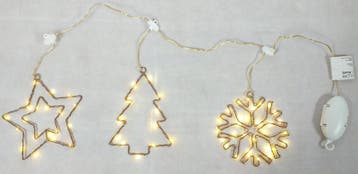 Lichtsnoer met kerstster, kerstboom en sneeuwvlokje 90cm, Diversen, Kerst, Ophalen of Verzenden, Nieuw