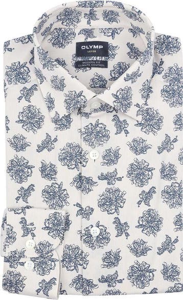 Olymp Luxor Overhemd Print Blauw maat 43 Heren, Verzenden, Nieuw, Blauw, OLYMP