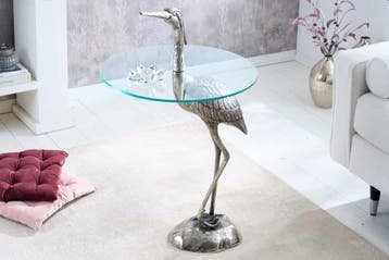 Ronde bijzettafel WILDLIFE HERON 90cm zilveren metalen, Ophalen of Verzenden, Nieuw