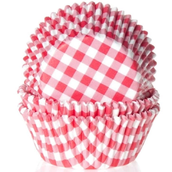 Cupcake Vormpjes HoM Boerenbont Ruit Rood 50x33mm. 48st., Hobby en Vrije tijd, Taarten en Cupcakes maken, Nieuw, Verzenden