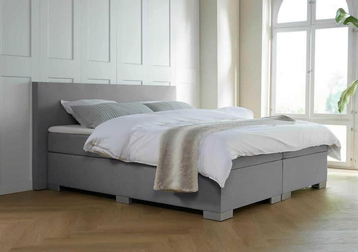 ACTIE! Boxspring Milano 140 200 Grijs, Huis en Inrichting, Slaapkamer | Boxsprings, 140 cm, 200 cm, Grijs, Twijfelaar, Nieuw, Verzenden