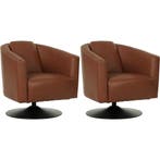 Set van 2 Leren draaifauteuils Press - Massif Armagnac, Huis en Inrichting, Nieuw, Ophalen of Verzenden, 50 tot 75 cm, Leer