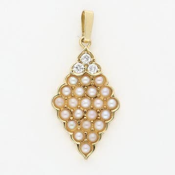 Hanger - 14 karaat Geel goud Parel - Diamant