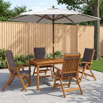 vidaXL Buiten Eetset met Parasol 6 st 4-zits Antraciet, Verzenden, Nieuw, 6 zitplaatsen