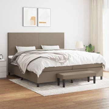 vidaXL Boxspring met matras stof taupe 200x200 cm, Verzenden, Overige maten, 200 cm, Stof