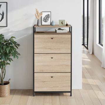 Schoenenkast - Industrieel licht hout, eiken Sonoma, 61 cm, Verzenden, Nieuw
