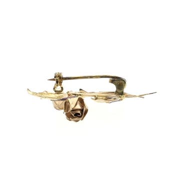 Bicolor gouden rozen broche, Ophalen of Verzenden, Gebruikt, Roze, Goud