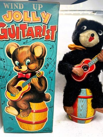 Toy Nomura - Vrolijke Gitarist, Verpakt - Opwindspeelgoed -