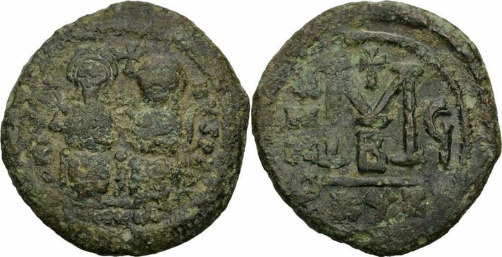 Byzanz Justinus Ii Follis Cyzicus 570/571 Kaiserin Sophia..., Postzegels en Munten, Munten | Europa | Niet-Euromunten, Verzenden