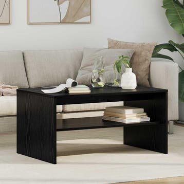vidaXL Salontafel Zwart Eiken 80 x 50 x 40 cm Bewerkt hout, Verzenden, Nieuw, 50 tot 100 cm, Rechthoekig