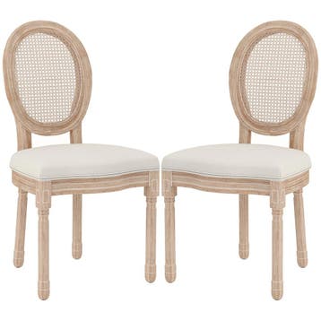 Eetkamerstoelen Set Van 2, Keukenstoel Met Rugleuning, Linne, Verzenden, Nieuw