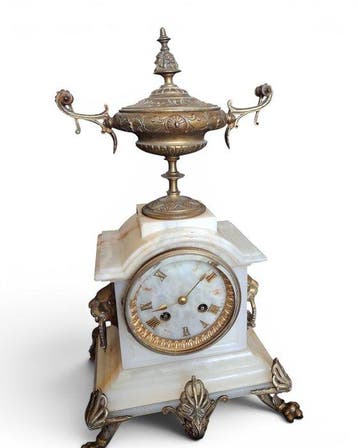 Pendule - in onyx en verguld brons – beweging gesigneerd, Antiek en Kunst