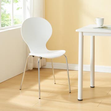 Eetkamerstoel Etne 85x48x50 cm set van 4 wit en chroom [en.c, Huis en Inrichting, Verzenden, Nieuw