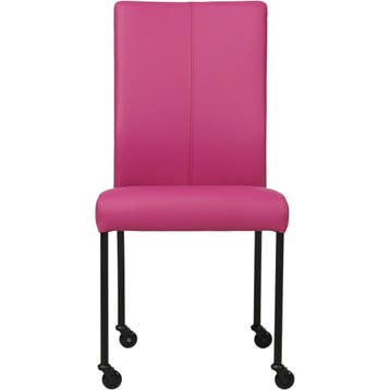 Set van 6 Leren eetkamerstoelen Comfort met wieltjes -, Huis en Inrichting, Stoelen, Ophalen of Verzenden, Nieuw, Leer