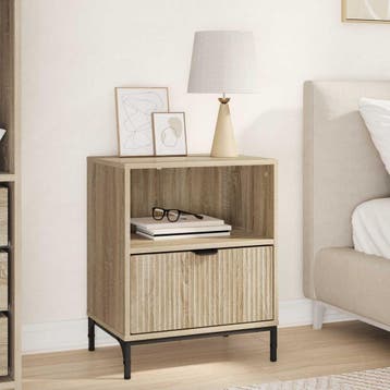 vidaXL Nachtkastje Sonoma eiken 49 x 36 x 61 cm Bewerkt hout, Minder dan 45 cm, Verzenden, Nieuw, 55 tot 70 cm