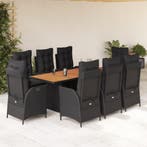 vidaXL 9-delige Tuinset poly rattan zwart, Tuin en Terras, Nieuw, 8 zitplaatsen, Tuinset, Verzenden