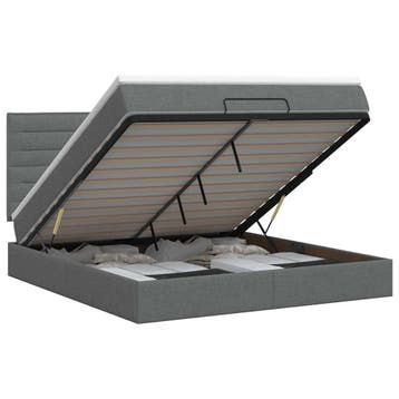 vidaXL Ottoman bed met matras Donkergrijs 160 x 200 cm Stof, Huis en Inrichting, Slaapkamer | Bedden, Verzenden, Nieuw