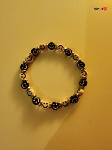 Armband Smiley (Armbandjes glaskralen, Meikes webshop), Verzenden, Nieuw
